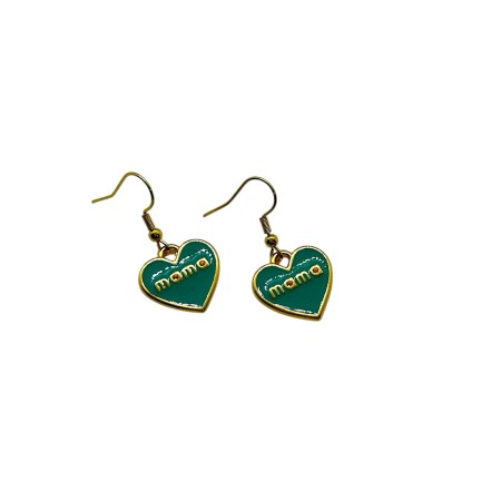 earrings steel gold heart mama